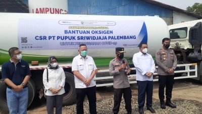 Polda Lampung Kembali Menerima Bantuan 10 Ton Oksigen Dari PT Pusri Untuk Masyarakat Lampung