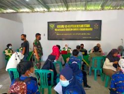 250 Santri Laksanakan Suntik Vaksin Covid 19 di Markas Koramil 410-03/TBU