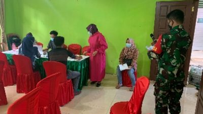 Koramil 410-02/TBS Bersama Puskesmas Beringin Raya Gelar Serbuan Vaksinasi Untuk Masyarakat