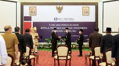 Pengukuhan Kepala Perwakilan BI Provinsi Lampung, Gubernur Apresiasi Peranan BI Dalam Pembangunan Daerah