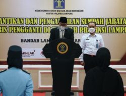Kanwil Kemenkumham Lampung Gelar Pelantikan dan Pengambilan Sumpah Jabatan Fungsional Analis Kepegawaian dan Notaris Pengganti