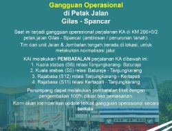 KAI Mohon Maaf atas Terganggunya Perjalanan KA Lintas Stasiun Tanjungkarang-Baturaja-Kertapati