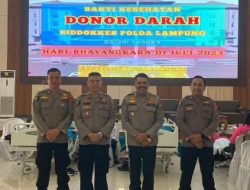 Sambut HUT Bhayangkara ke-77, Polda Lampung Gelar Donor Darah dan Vaksinasi Covid-19