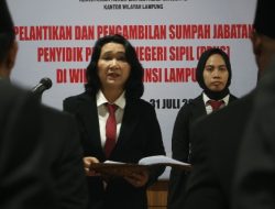 Kakanwil Kemenkumham Lampung Lantik dan Ambil Sumpah Jabatan PPNS Wilayah Lampung