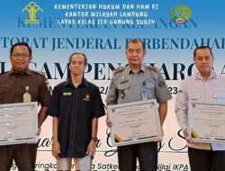 Lapas Gunung Sugih Terima Penganugrahan KPPN Metro Awards Semester I Tahun 2023