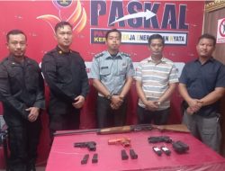 Cek Kondisi Senjata Api, Lapas Kalianda Lakukan Harwat Senpi Bersama Polres Lamsel