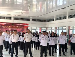 Kalapas dan Jajaran Lapas Kelas I Bandarlampung Ikuti Apel Awal Tahun Yang Dipimpin Langsung Menkumham RI