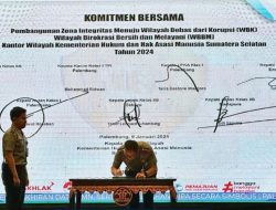 Optimis Raih WBBM, Kepala LPKA Kelas I Palembang Ikuti Penandatanganan Komitmen ZI dan Perjanjian Kinerja