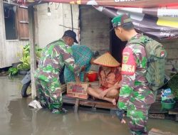 Desa Talang Batu Mesuji Timur Banjir, Prajurit Kodim 0426/TB Siaga Bantu Warga