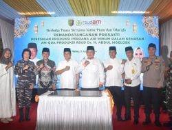Kasrem 043/Gatam Hadiri Peresmian dan Penandatanganan Produksi Perdana Air Minum Kemasan AM Qua
