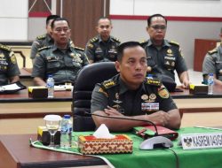 Kasrem 043/Gatam Ikuti Penerimaan Kunjungan Tim Dalproggar TNI AD di Kodam II/Swj Secara Virtual