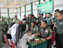 Jelang HUT Ke- 77, Korem 043/Gatam Bersama Anggota Gelar Donor Darah