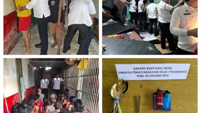 Lapas Kelas I Palembang Gelar Penggeledahan Rutin Blok Hunian Warga Binaan