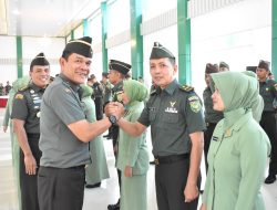 Danrem 043/Gatam Terima Laporan Korps Kenaikan Pangkat Perwira serta Lantik Kenaikan Pangkat Bintara dan Tamtama