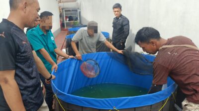 Lapas Kelas III Pagar Alam Tebar 2.500 Ekor Benih Ikan Lele di Kolam Bioflok Baru