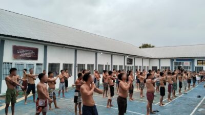 Warga Binaan Rutan Kotabumi Ikuti Senam Pagi Untuk Jaga Kebugaran