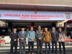 Lapas Kelas I Bandar Lampung Hadiri Upacara HUT Bhayangkara Ke-79 di Polresta