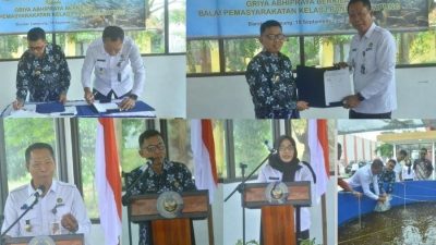 Kepala Bapas kelas I Bandar Lampung Bersama Dinas Perikanan Lampung Selatan Gelar Penandatanganan Perjanjian Kerjasama dan Penyerahan Bibit Ikan Lele