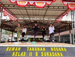 Bugar dan Ceria, Warga Binaan Rutan Sukadana Ikuti Senam Pagi Bersama