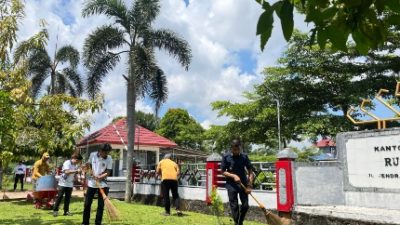Bangun Budaya Bersih, Rutan Sukadana Libatkan Petugas dan Warga Binaan Tamping Dalam Kerja Bakti