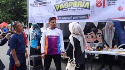Bikin Paspor Sambil Olahraga Pagi, Inovasi Layanan Pasporia Imigrasi Banda Aceh Buat CFD Makin Ceria
