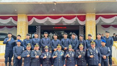 Dampingi Kakanwil Ditjenpas Lampung, Kalapas Ike Rahmawati Hadiri Upacara HUT Ke-81 RI di Lapangan Korpri Kantor Gubernur